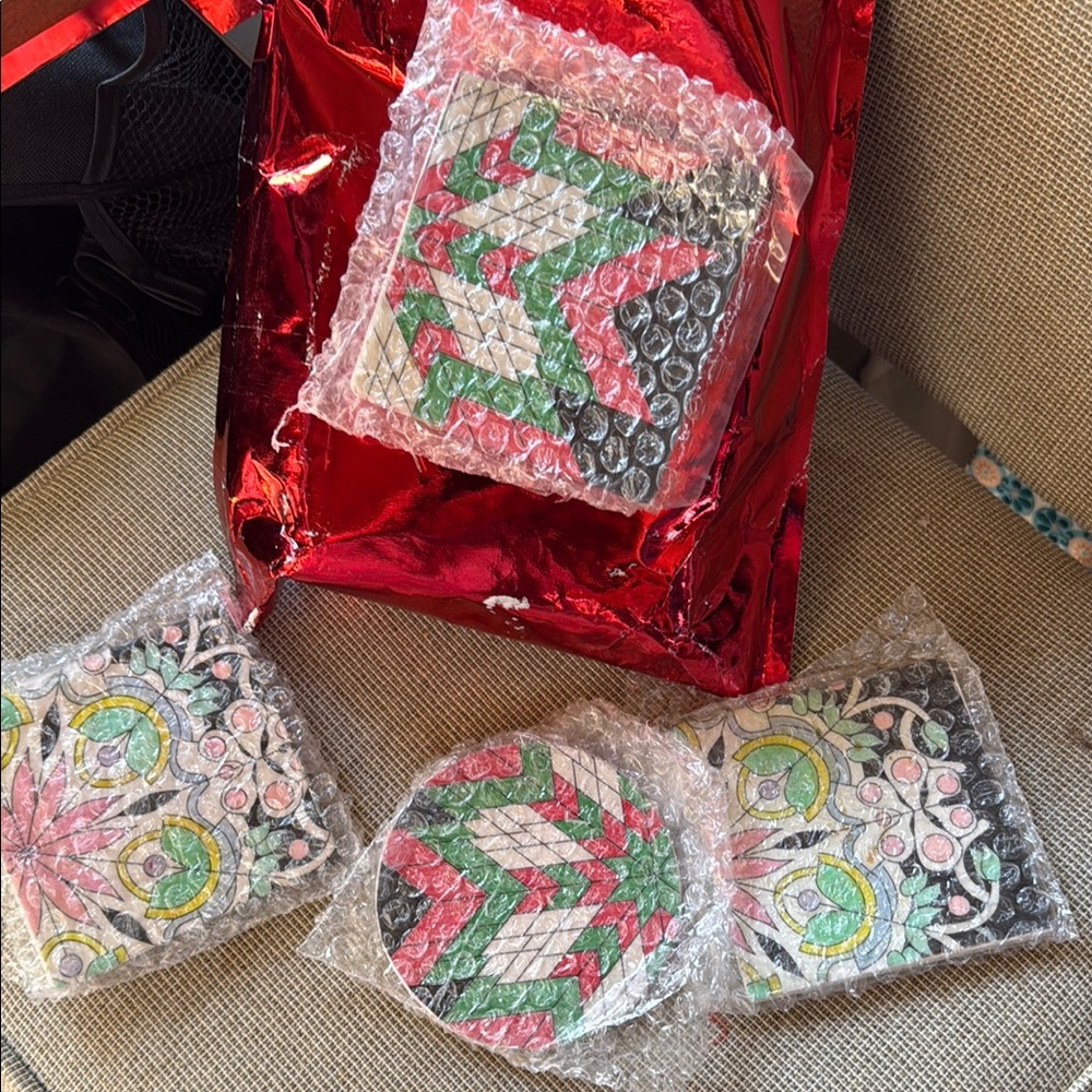 Colorful Geometric and Floral Coasters Set